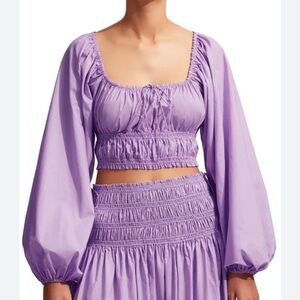 MATTEAU Violet Shirred Decolette Blouse